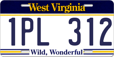 WV license plate 1PL312
