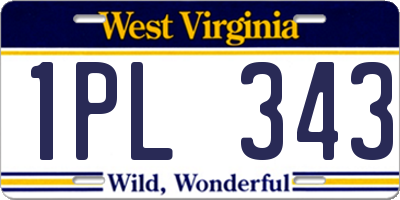 WV license plate 1PL343
