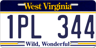 WV license plate 1PL344