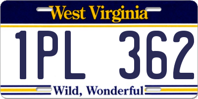WV license plate 1PL362