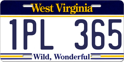WV license plate 1PL365