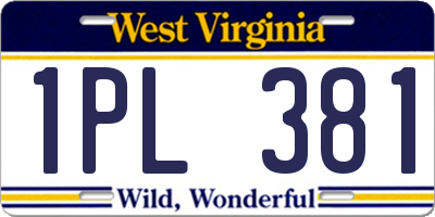 WV license plate 1PL381