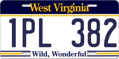WV license plate 1PL382