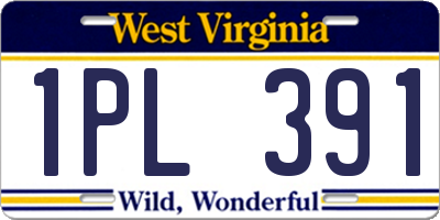 WV license plate 1PL391