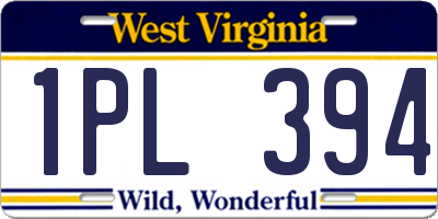 WV license plate 1PL394