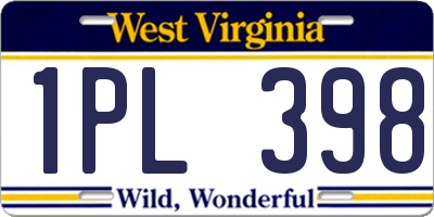 WV license plate 1PL398