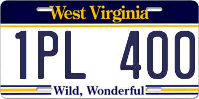 WV license plate 1PL400