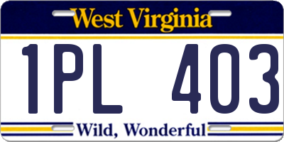 WV license plate 1PL403