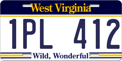 WV license plate 1PL412