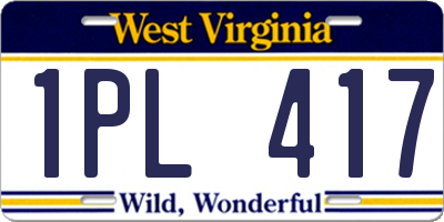 WV license plate 1PL417