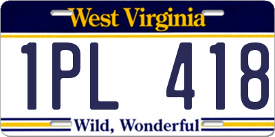 WV license plate 1PL418