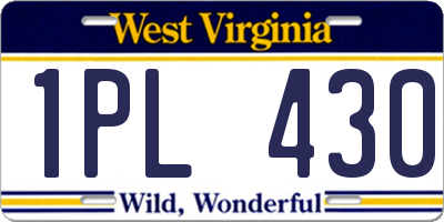 WV license plate 1PL430