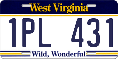 WV license plate 1PL431