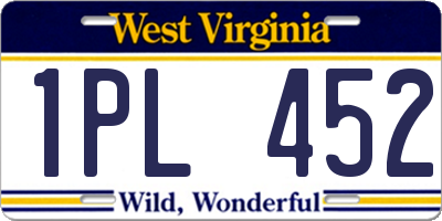 WV license plate 1PL452