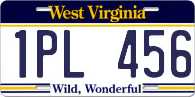 WV license plate 1PL456