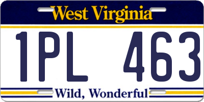 WV license plate 1PL463