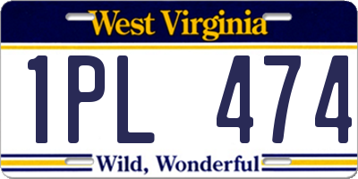 WV license plate 1PL474
