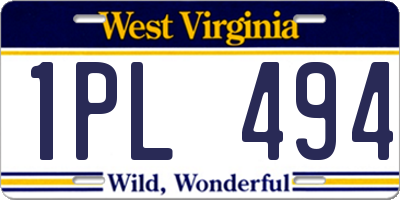 WV license plate 1PL494