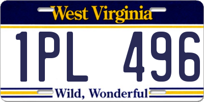 WV license plate 1PL496