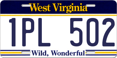 WV license plate 1PL502