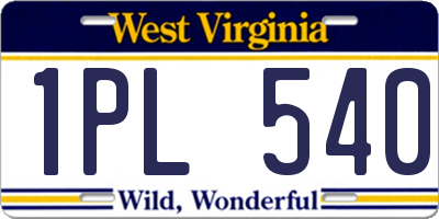 WV license plate 1PL540