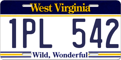 WV license plate 1PL542