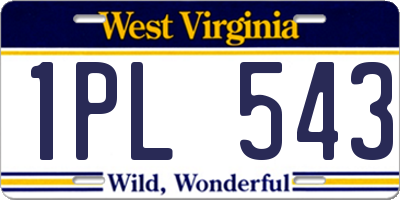 WV license plate 1PL543