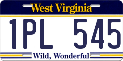 WV license plate 1PL545