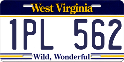 WV license plate 1PL562