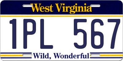 WV license plate 1PL567