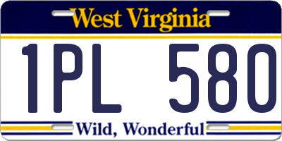 WV license plate 1PL580