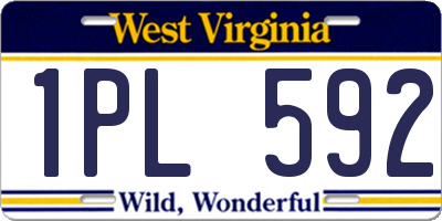 WV license plate 1PL592