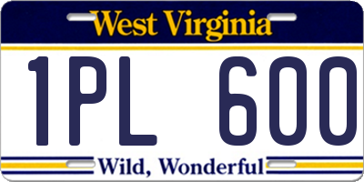 WV license plate 1PL600