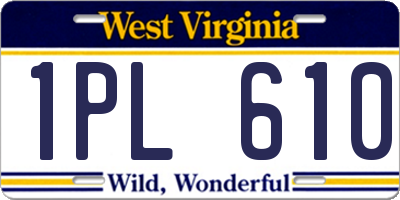 WV license plate 1PL610