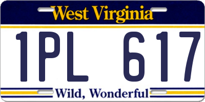 WV license plate 1PL617