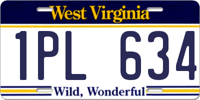 WV license plate 1PL634