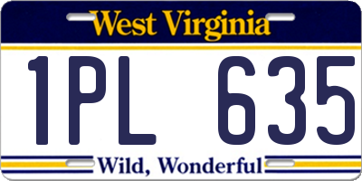 WV license plate 1PL635