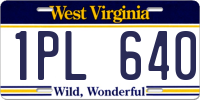 WV license plate 1PL640