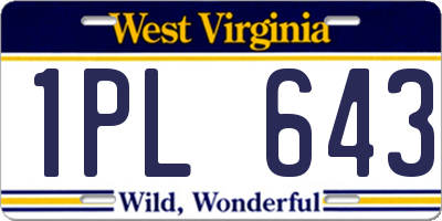WV license plate 1PL643