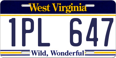 WV license plate 1PL647