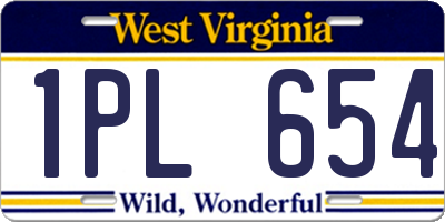 WV license plate 1PL654