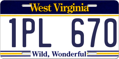 WV license plate 1PL670