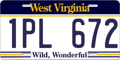 WV license plate 1PL672