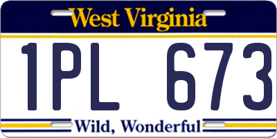 WV license plate 1PL673