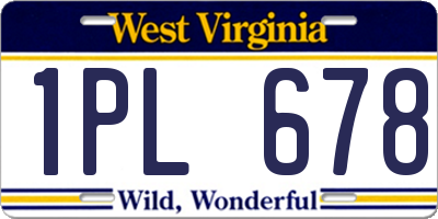 WV license plate 1PL678