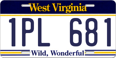WV license plate 1PL681