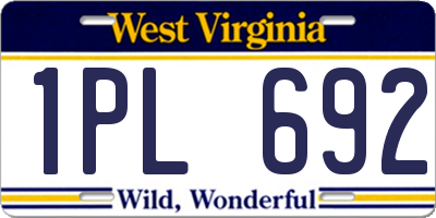 WV license plate 1PL692