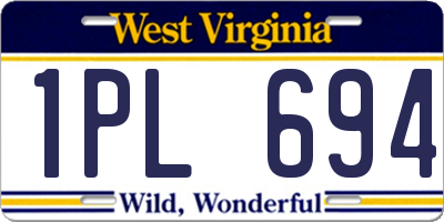 WV license plate 1PL694