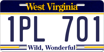 WV license plate 1PL701