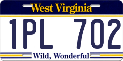 WV license plate 1PL702